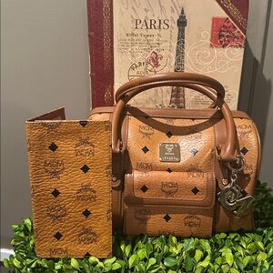 MCM cognac wallet and bag combo